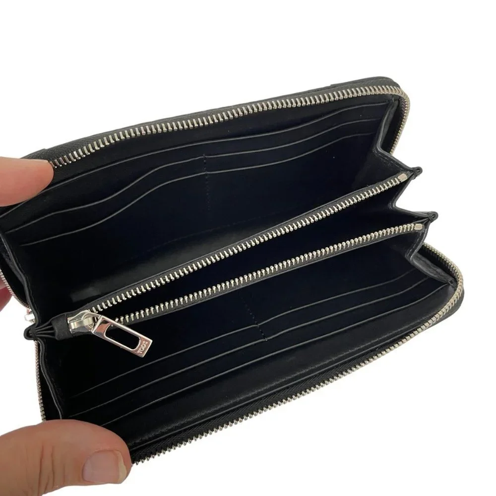 Tod's Italy Croc-embossed Black Leather Zip Wallet,‎ XAMTTA0400M51B999